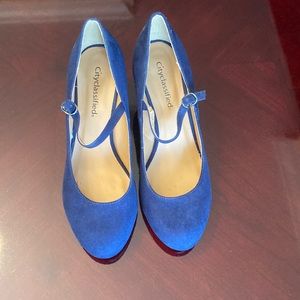 Navy blue suede heels